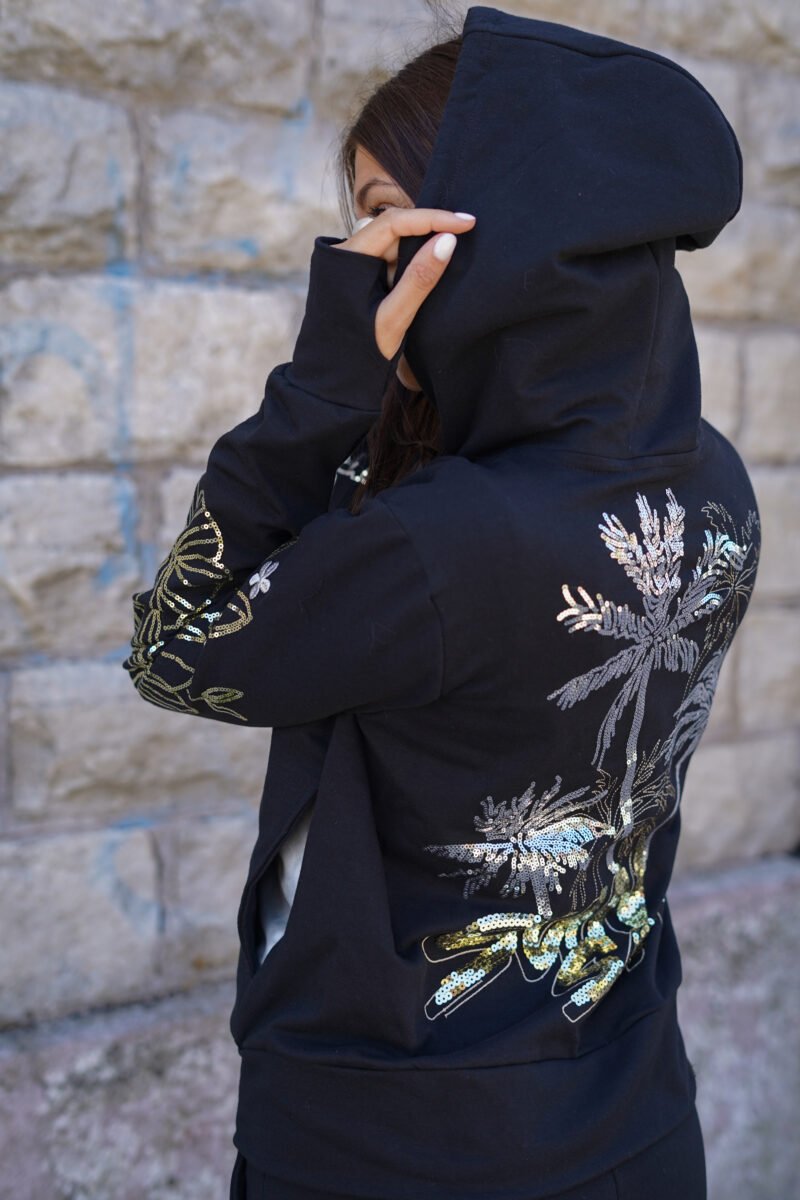 Campera rustica con bordado de lentejuelas